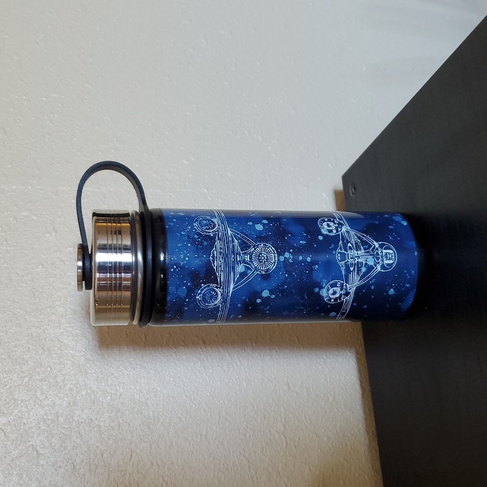 Stainless Steel Blue Water Bottle Star Trek Theme